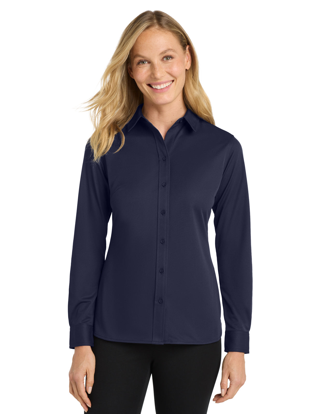 Women's Knit Dress Shirt - L570 - Dark Navy