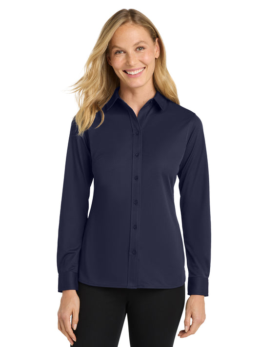 Women's Knit Dress Shirt - L570 - Dark Navy