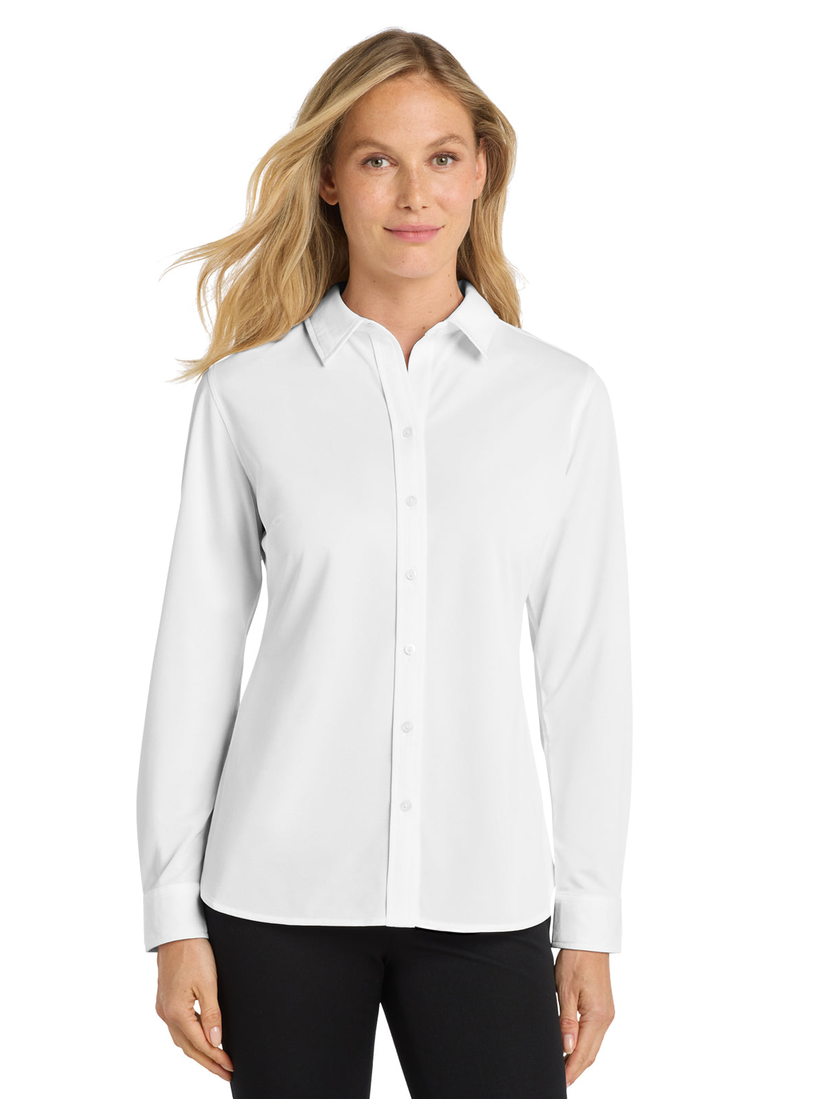 Women's Knit Dress Shirt - L570 - White