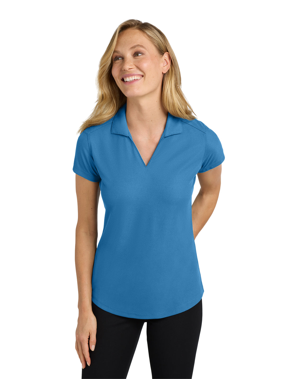 Women's Pocketless Dry Zone Grid Polo - L572 - Celadon Blue
