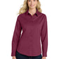 Women's Long Sleeve Easy Care Shirt - L608 - Burgundy/ Light Stone