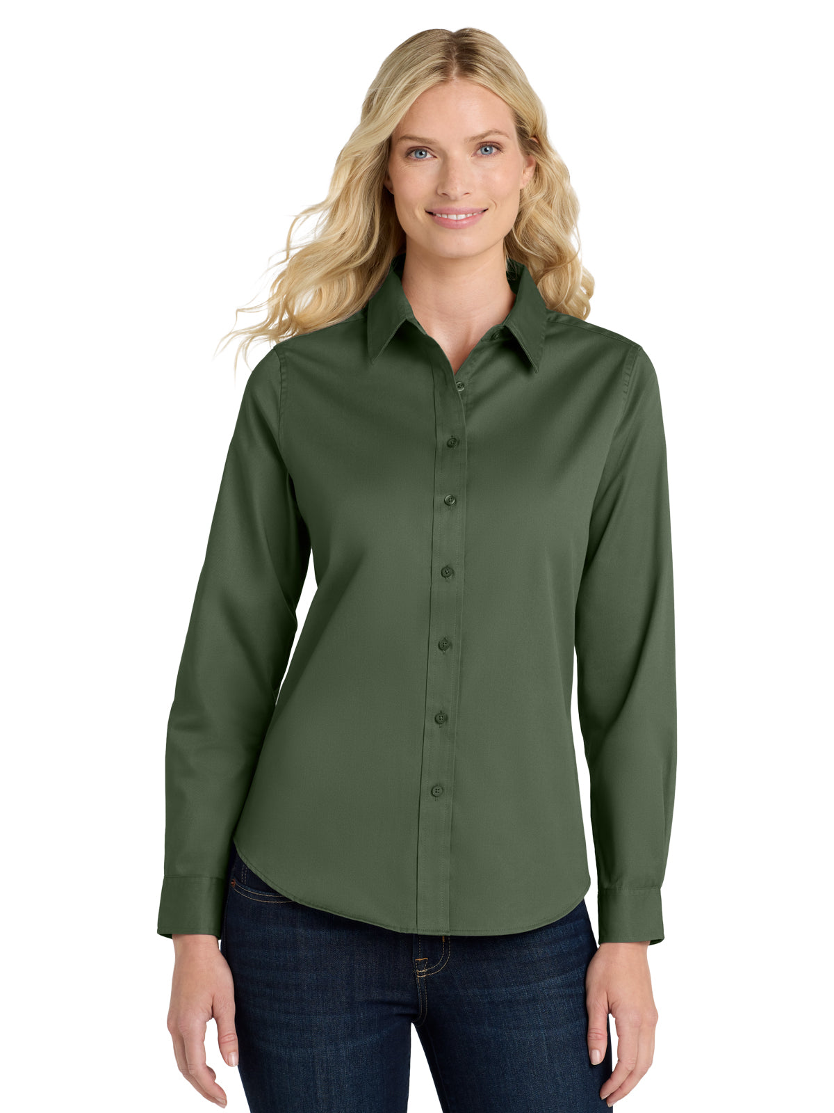 Women's Long Sleeve Easy Care Shirt - L608 - Clover Green