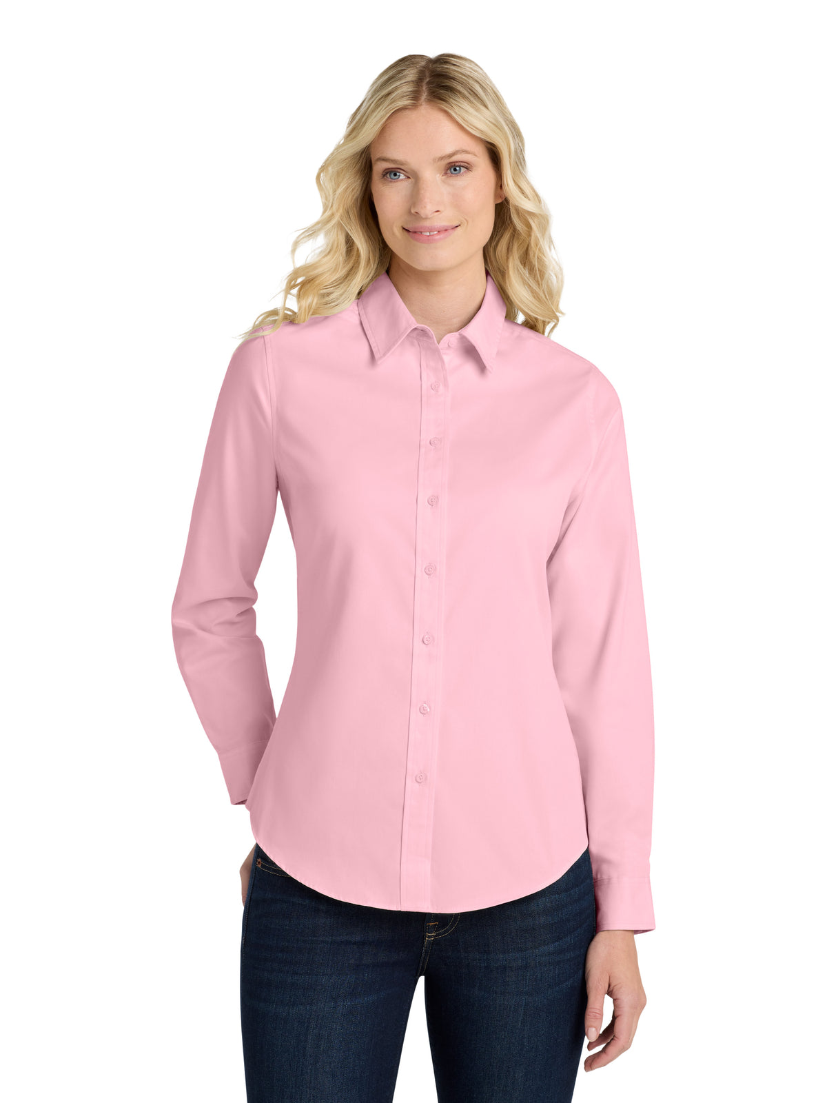 Women's Long Sleeve Easy Care Shirt - L608 - Light Pink