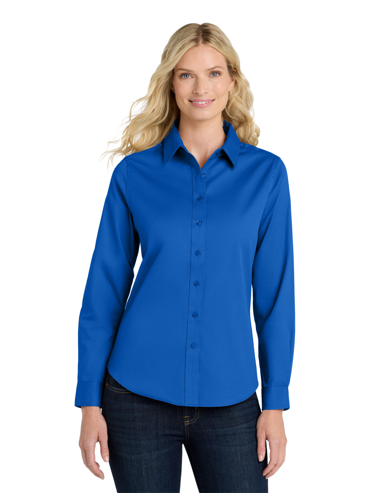 Women's Long Sleeve Easy Care Shirt - L608 - Strong Blue