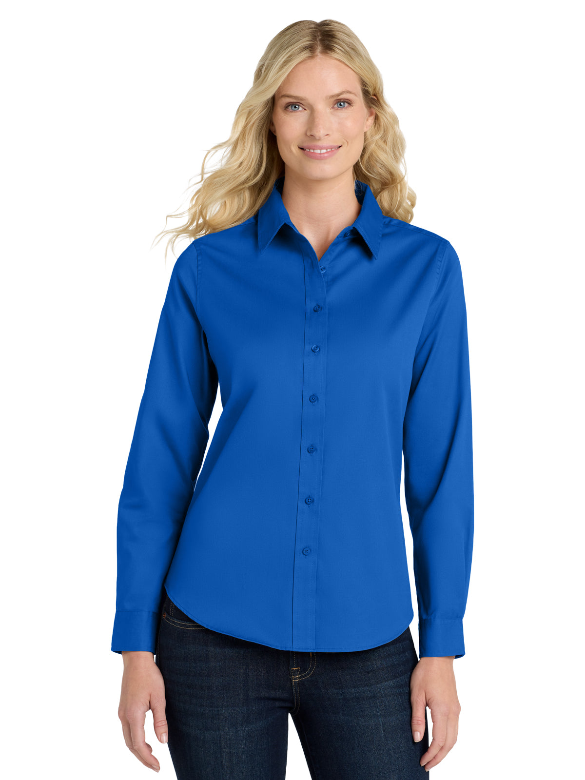 Women's Long Sleeve Easy Care Shirt - L608 - Strong Blue