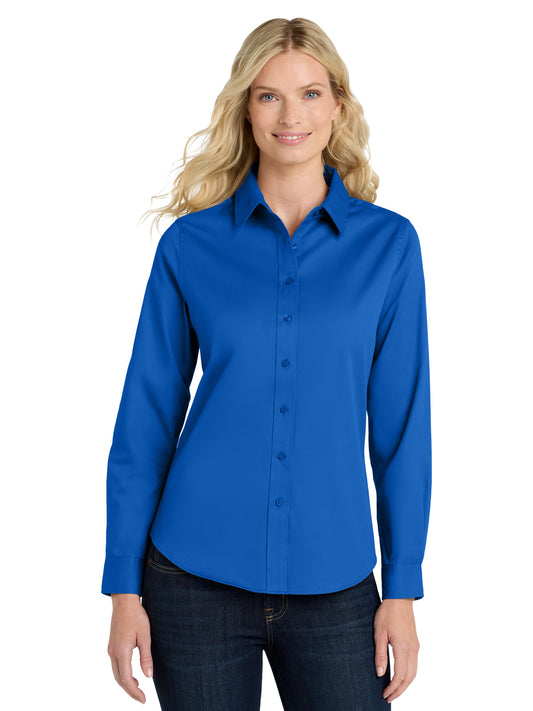 Women's Long Sleeve Easy Care Shirt - L608 - Strong Blue