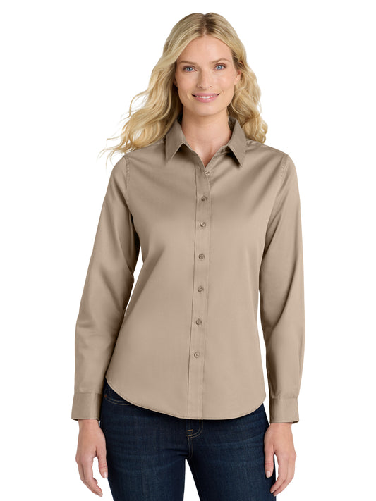 Women's Long Sleeve Easy Care Shirt - L608 - Stone