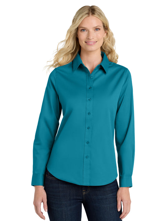 Women's Long Sleeve Easy Care Shirt - L608 - Teal Green