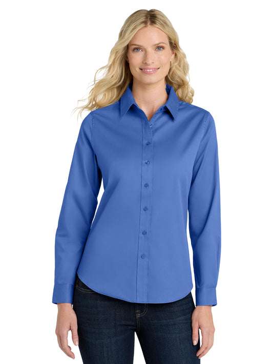 Women's Long Sleeve Easy Care Shirt - L608 - Ultramarine Blue