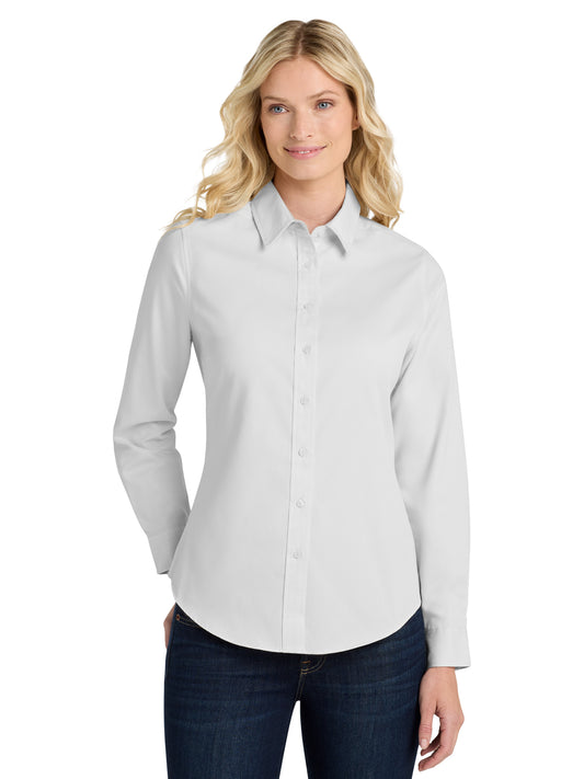 Women's Long Sleeve Easy Care Shirt - L608 - White/ Light Stone