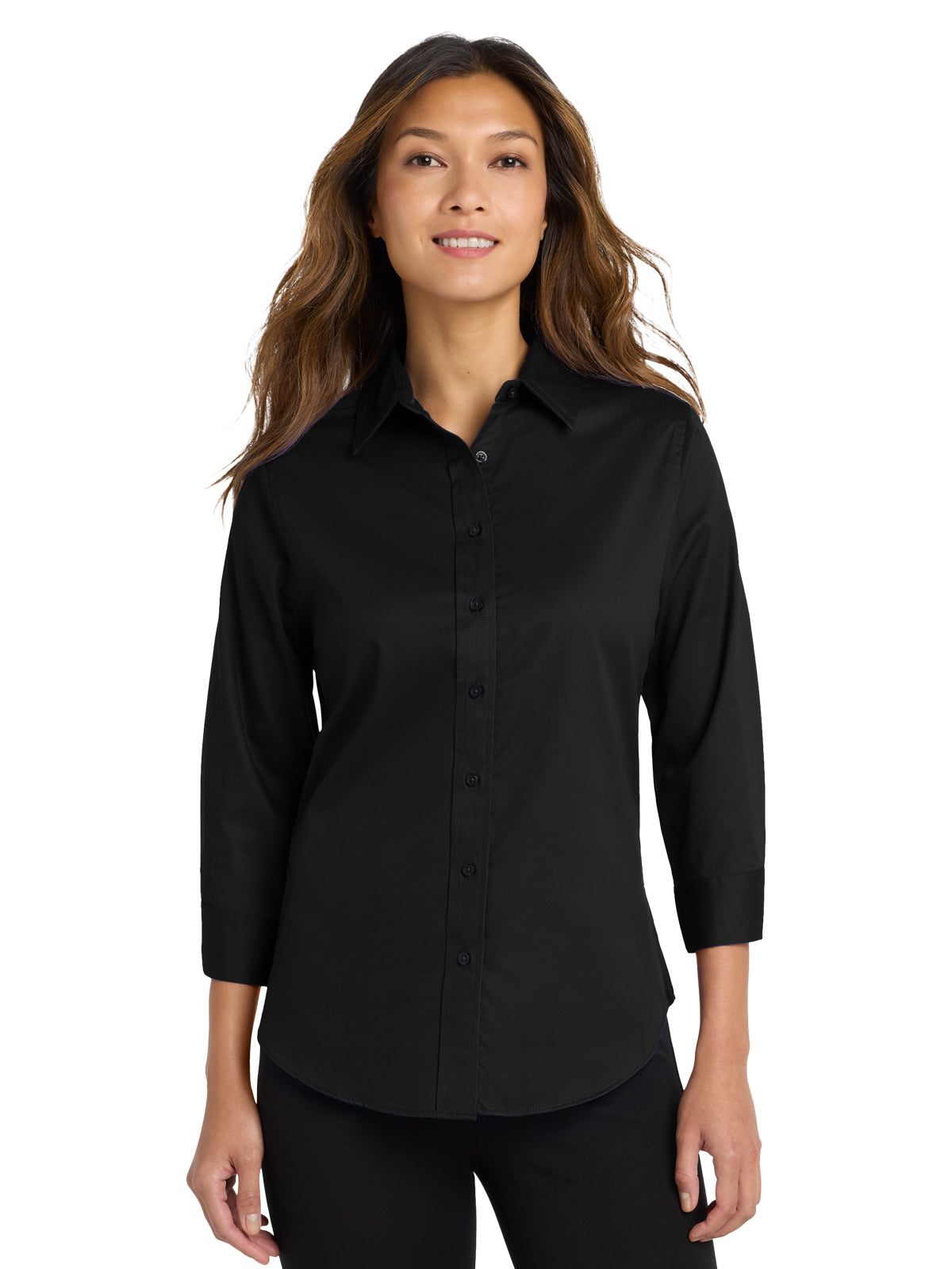 Women's Wrinkle-Resistant 3/4-Sleeve Shirt - L612 - Black
