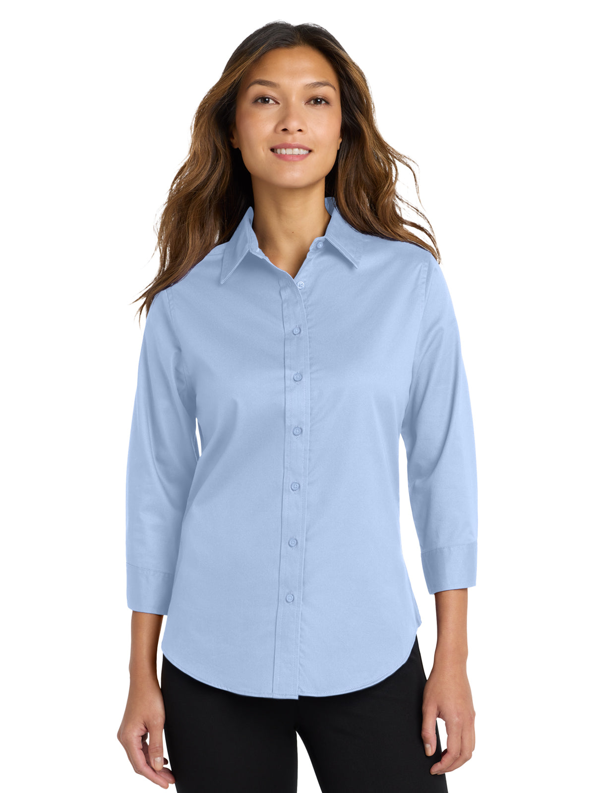 Women's Wrinkle-Resistant 3/4-Sleeve Shirt - L612 - Light Blue