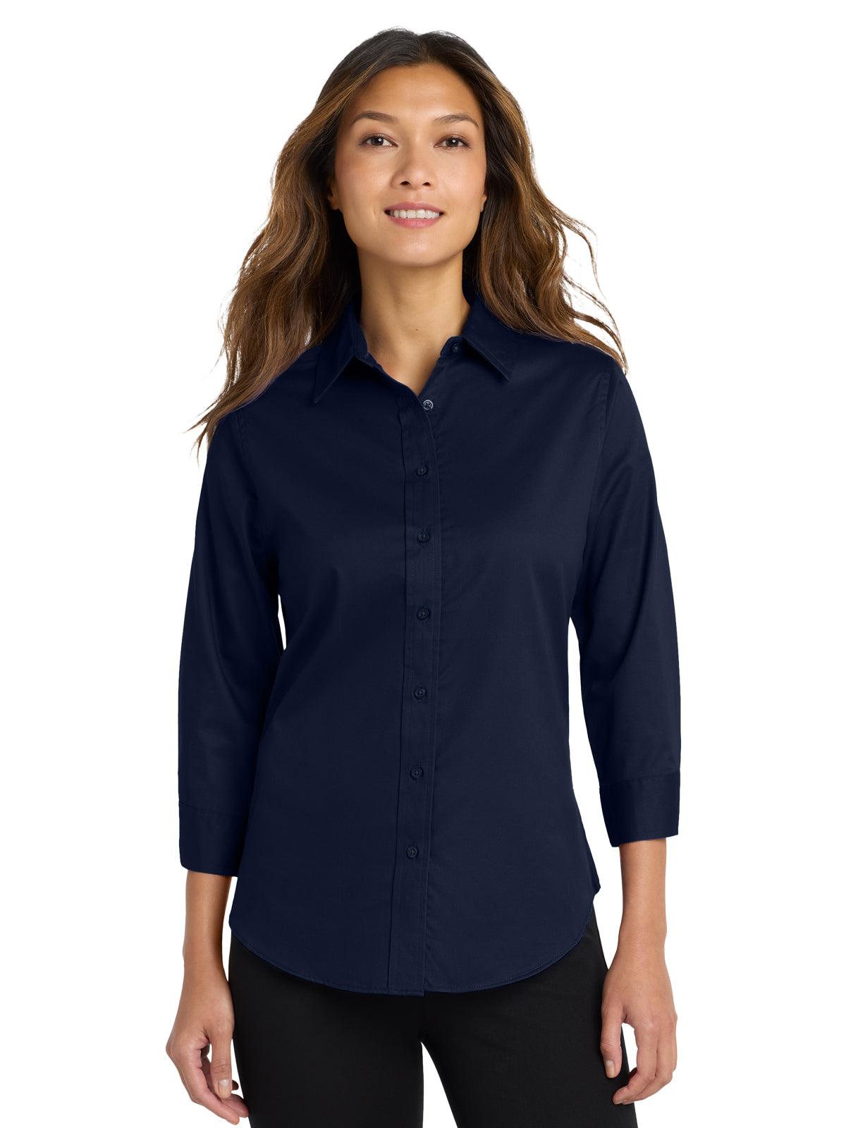Women's Wrinkle-Resistant 3/4-Sleeve Shirt - L612 - Navy