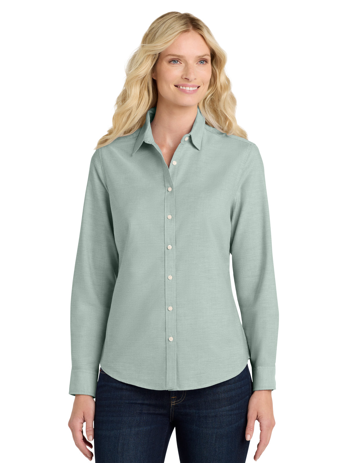 Women's Oxford Button Up Shirt - L658 - Green