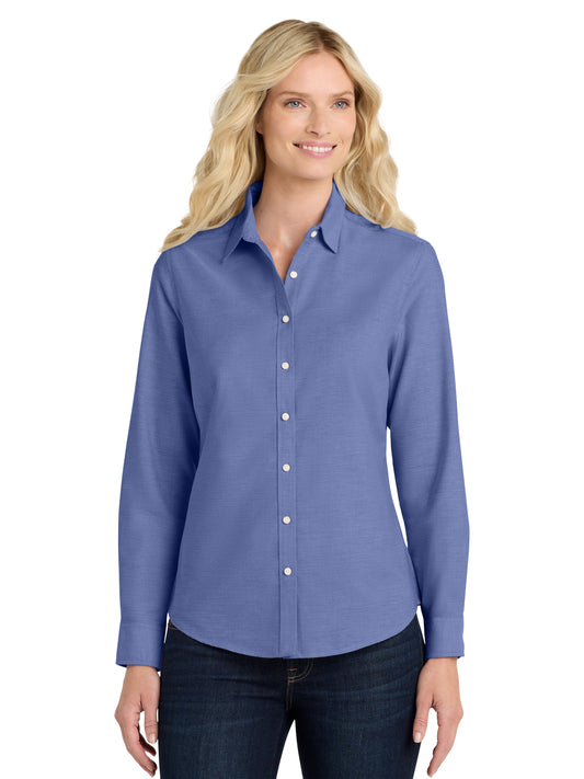 Women's Oxford Button Up Shirt - L658 - Navy