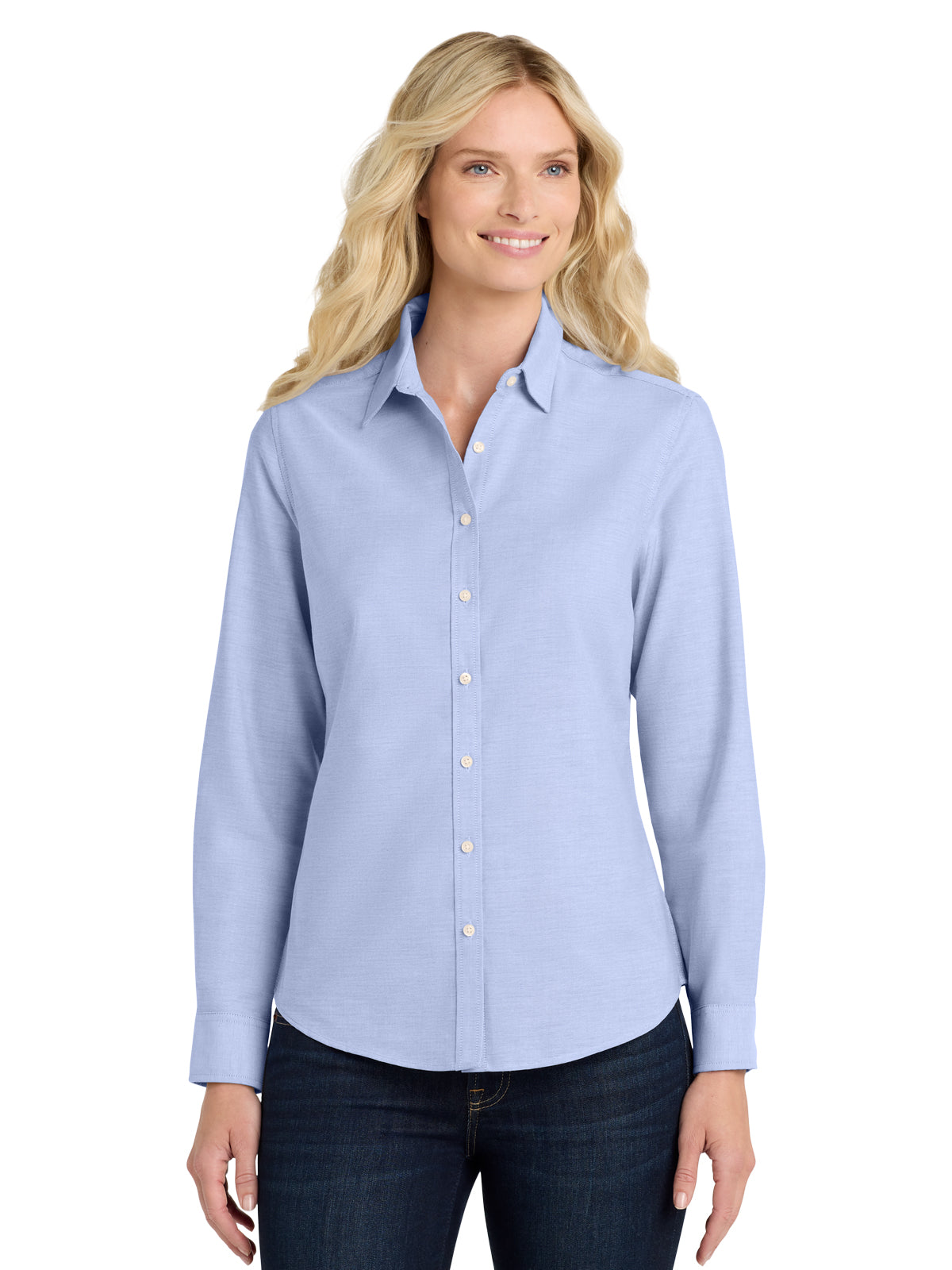 Women's Oxford Button Up Shirt - L658 - Oxford Blue