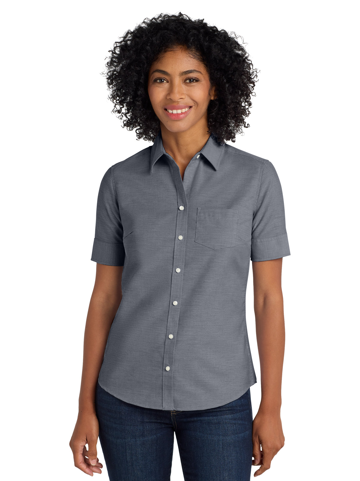 Women's Short Sleeve Oxford Shirt - L659 - Black