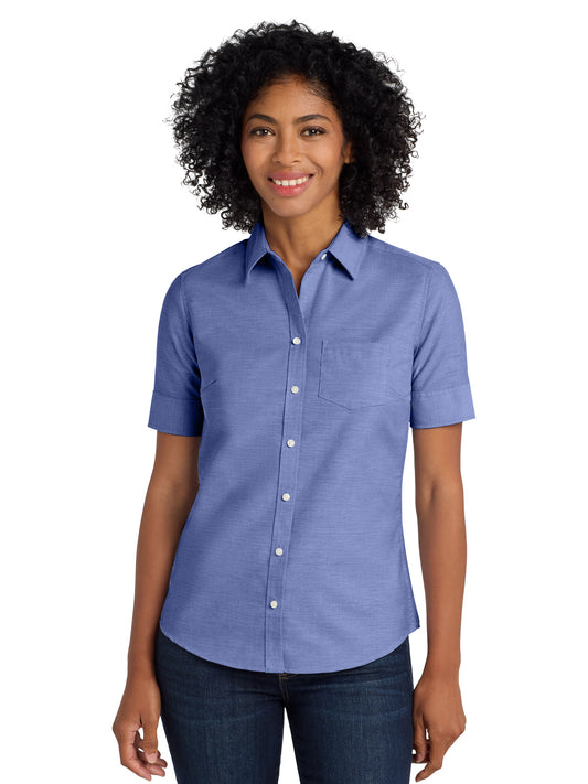 Women's Short Sleeve Oxford Shirt - L659 - Navy