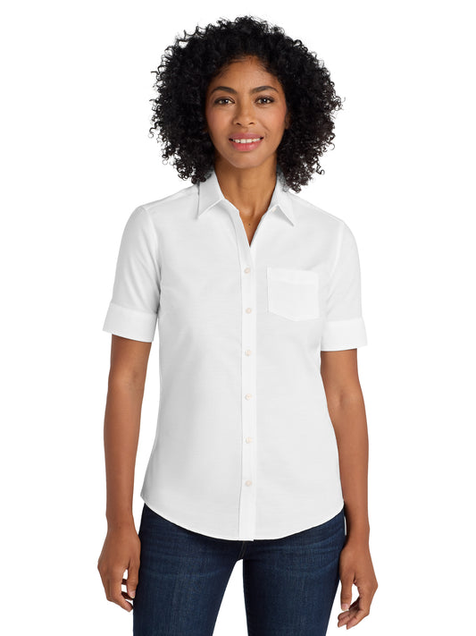Women's Short Sleeve Oxford Shirt - L659 - White