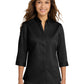Women's 3/4 Sleeve Twill Shirt - L665 - Black