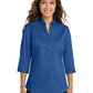 Women's 3/4 Sleeve Twill Shirt - L665 - True Blue