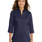 Women's 3/4 Sleeve Twill Shirt - L665 - True Navy