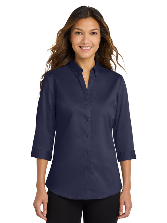 Women's 3/4 Sleeve Twill Shirt - L665 - True Navy