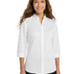 Women's 3/4 Sleeve Twill Shirt - L665 - White
