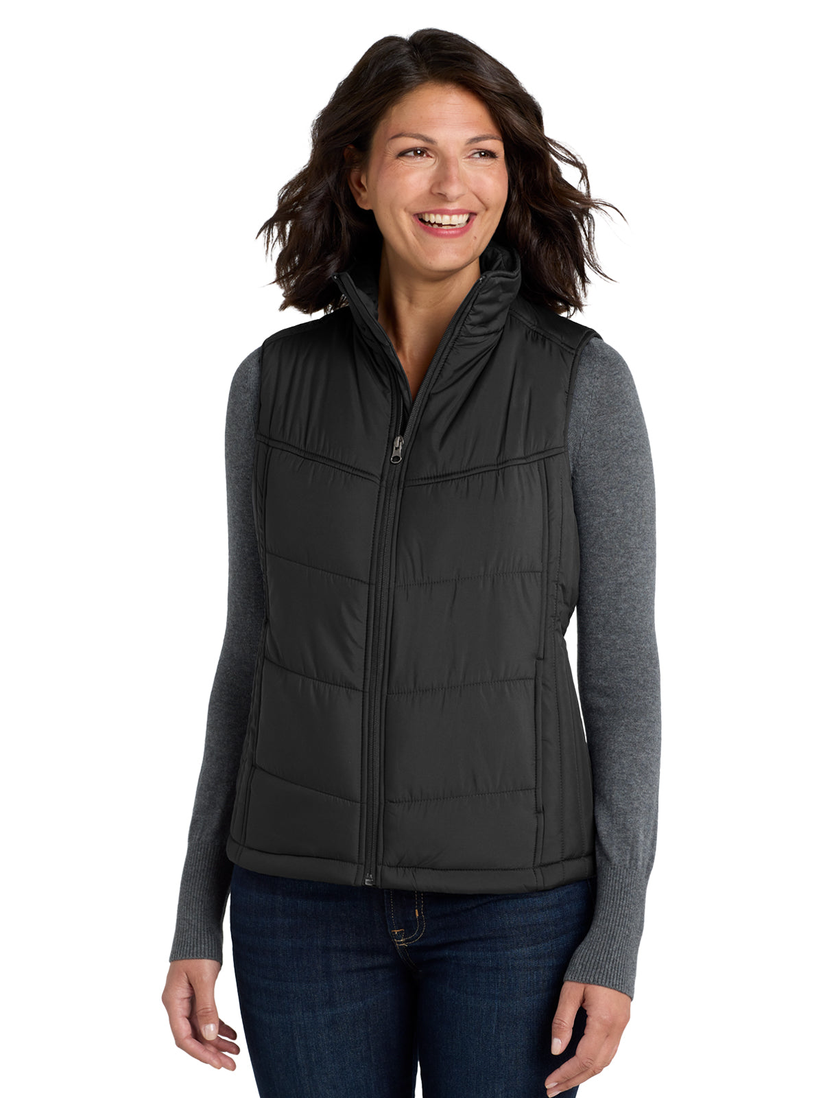 Women's Puffy Vest - L709 - Black/ Black