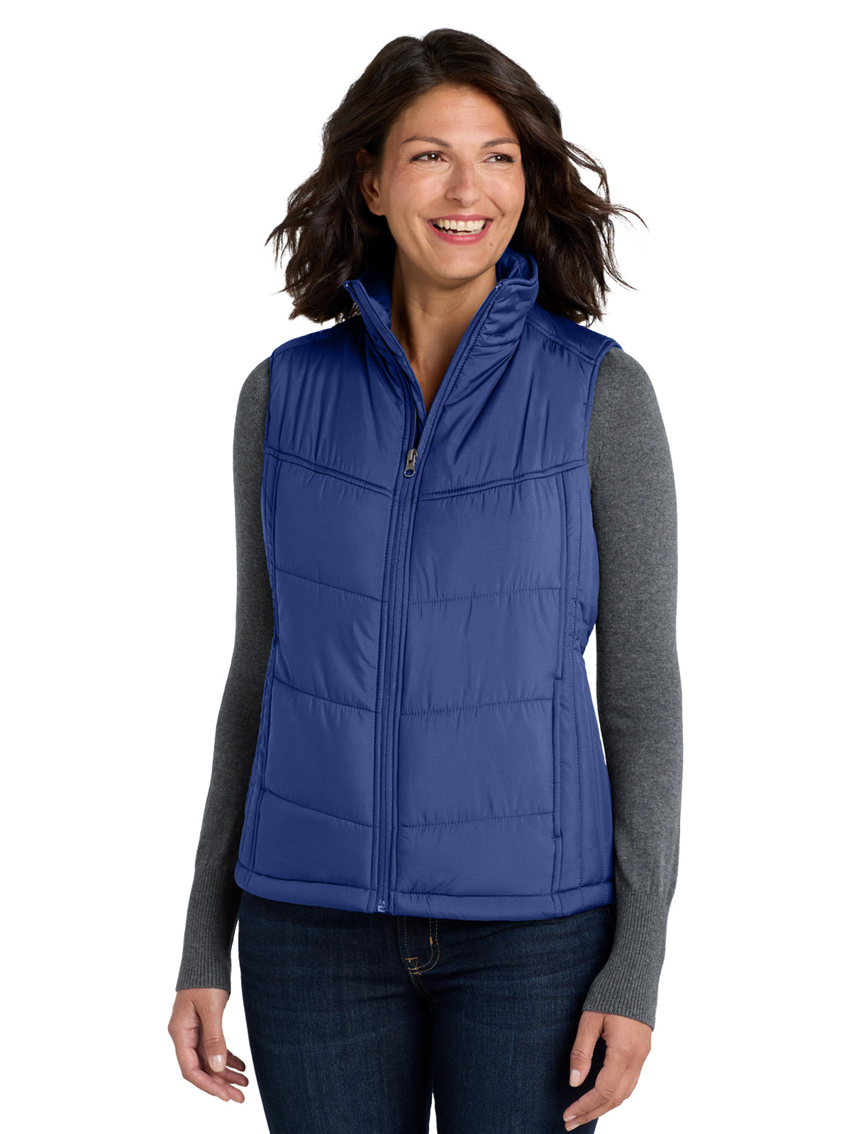 Women's Puffy Vest - L709 - Mediterranean Blue/ Black