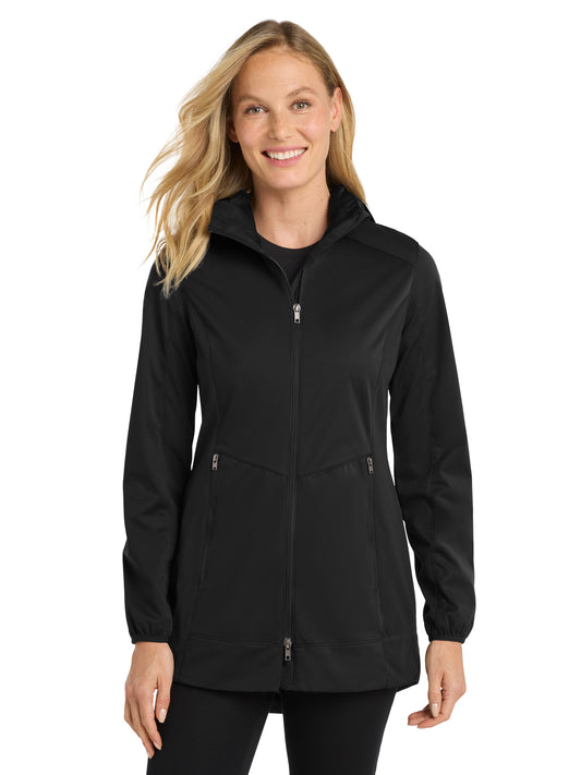 Women's 2-Pocket Hooded Soft Shell Jacket - L719 - Deep Black