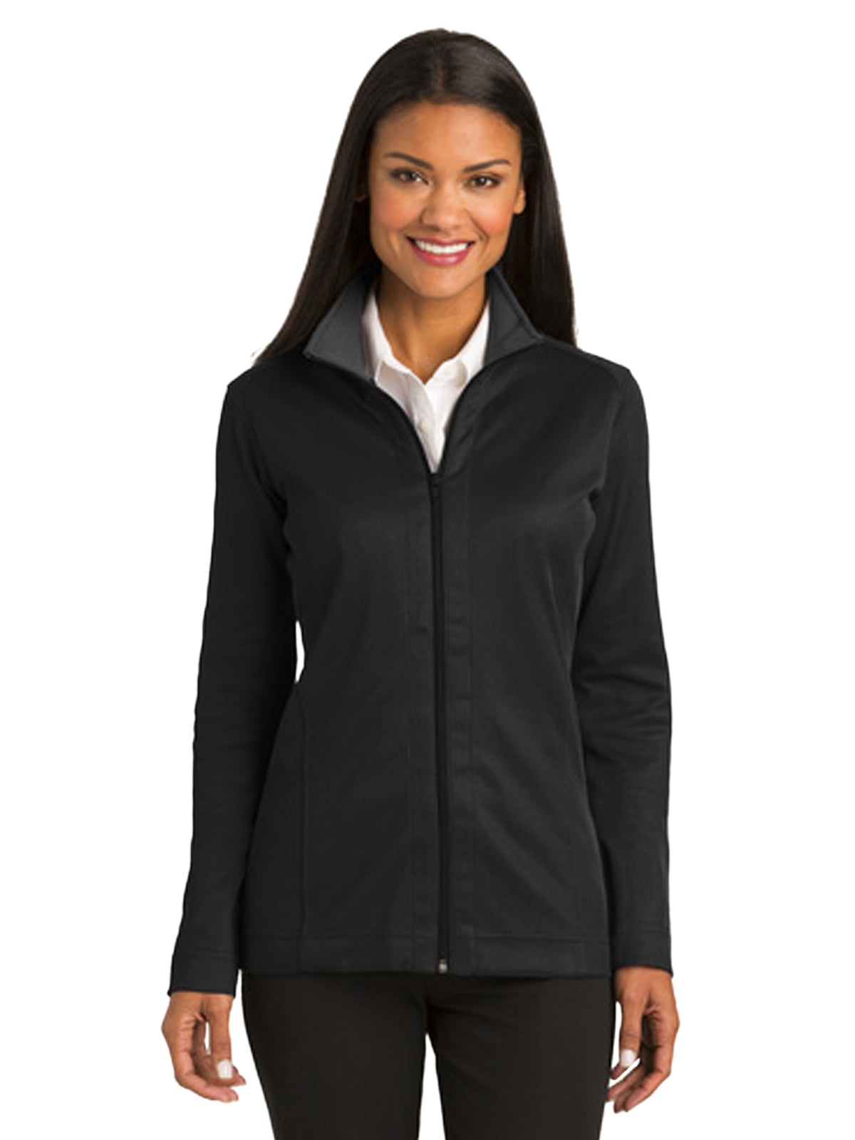 Women's Pocketless Full-Zip Jacket - L805 - Black/ Iron Grey