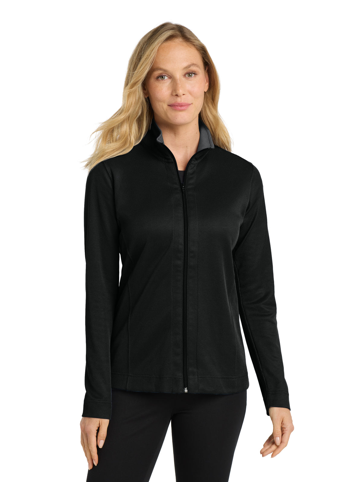 Women's Pocketless Full-Zip Jacket - L805 - Black/ Iron Grey