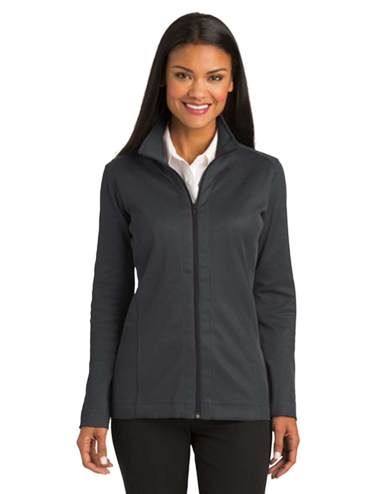 Women's Pocketless Full-Zip Jacket - L805 - Iron Grey/ Black