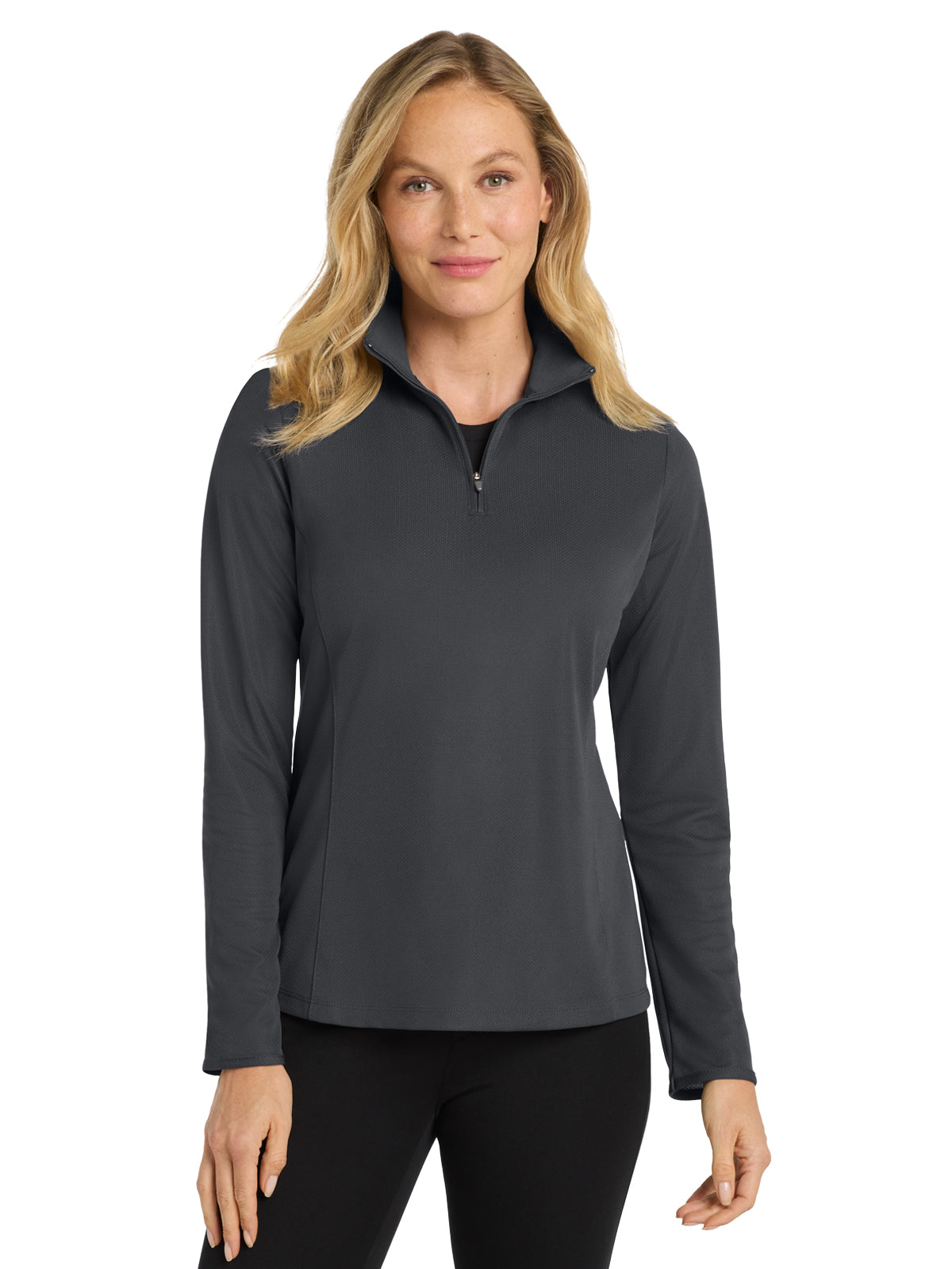 Women's Pinpoint Mesh Half-Zip Pullover - L806 - Battleship Grey