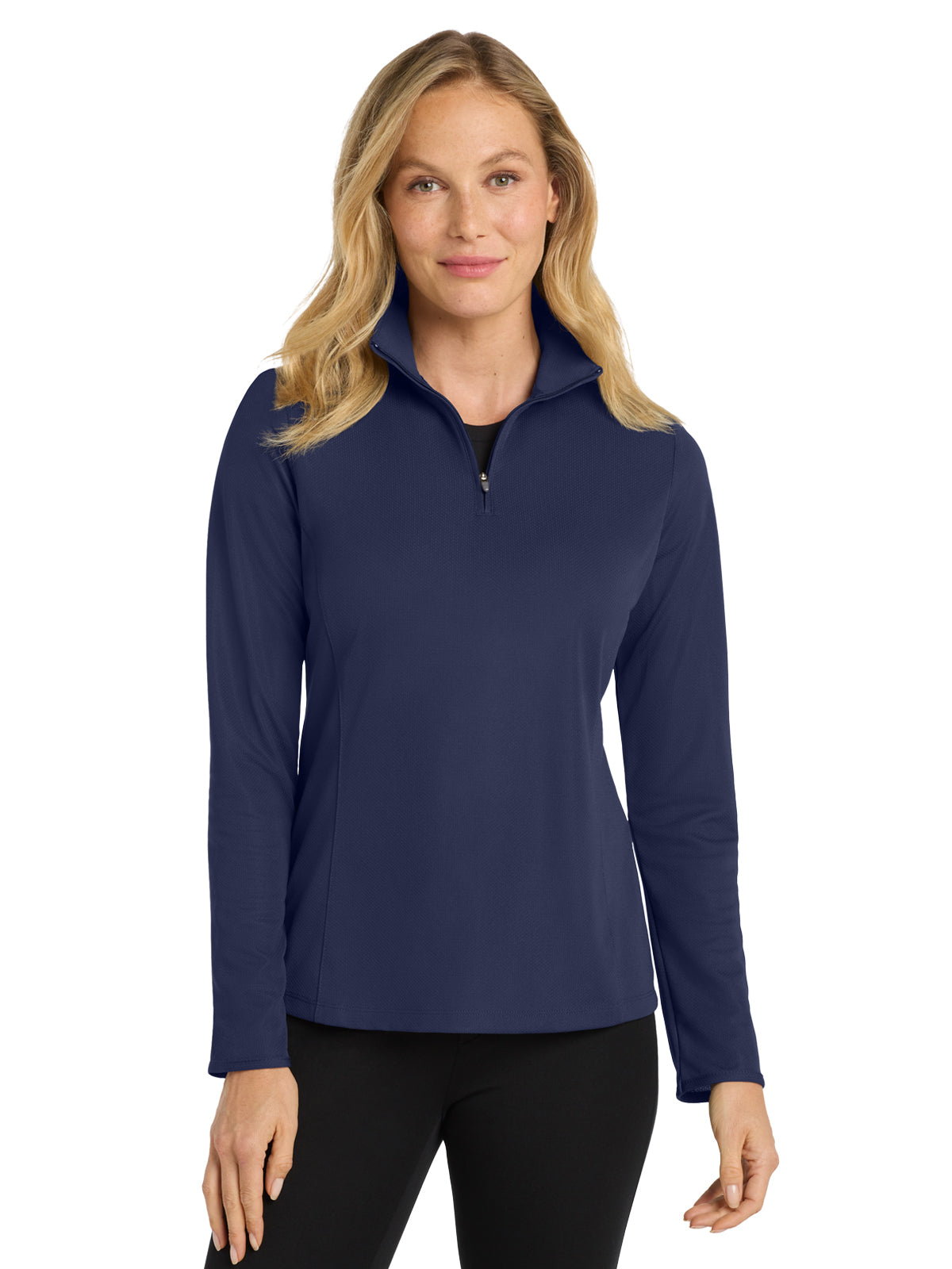 Women's Pinpoint Mesh Half-Zip Pullover - L806 - True Navy