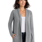 Women's Two-Pocket Interlock Cardigan - L807 - Medium Heather Grey/Charcoal Heather