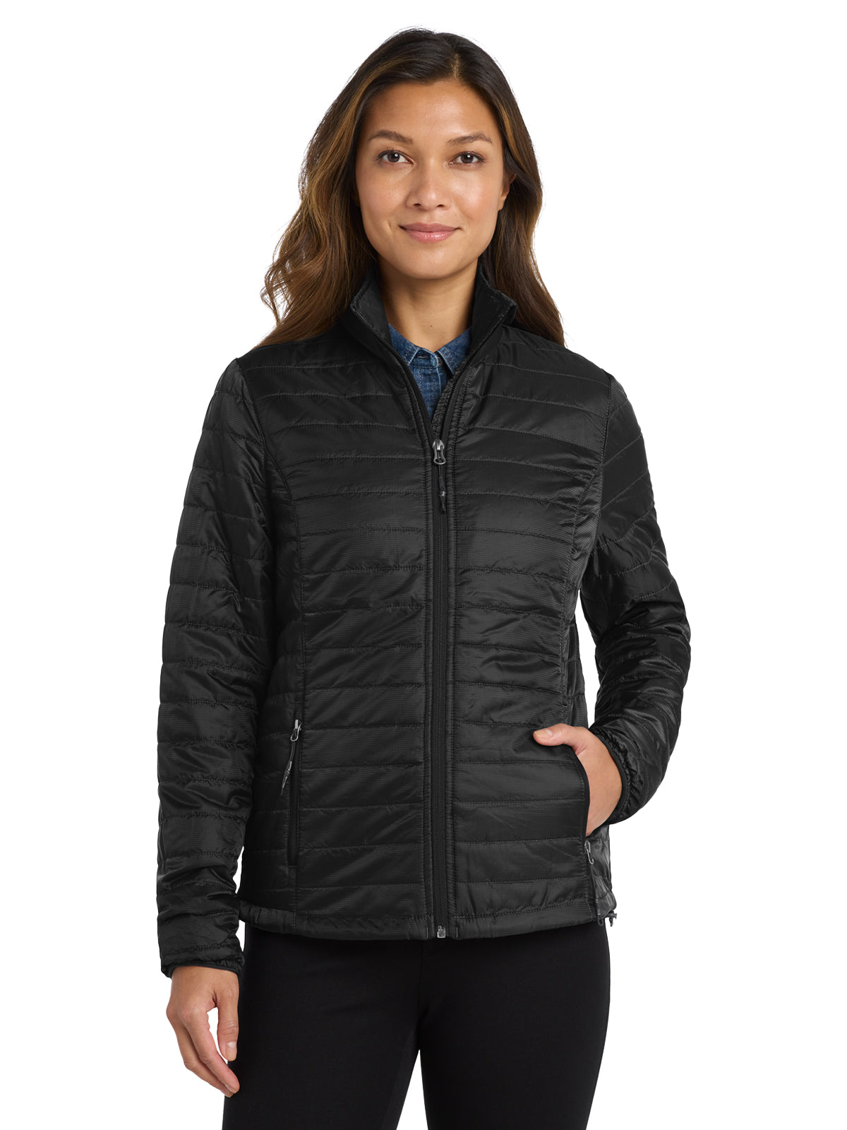 Women's Packable Puffy Jacket - L850 - Deep Black