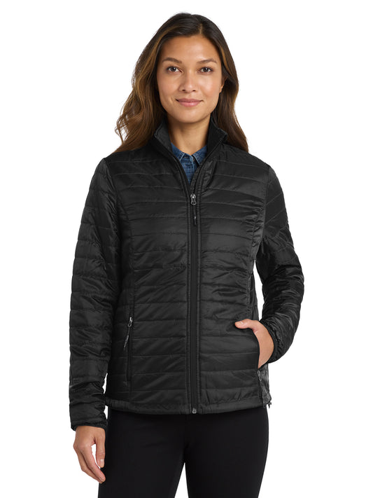 Women's Packable Puffy Jacket - L850 - Deep Black