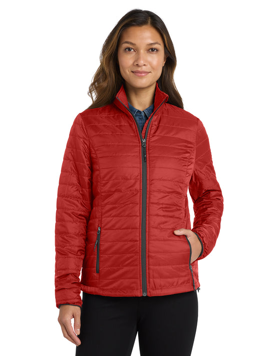 Women's Packable Puffy Jacket - L850 - Fire Red/Graphite