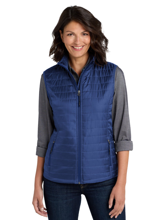 Women's Packable Puffy Vest - L851 - Cobalt Blue
