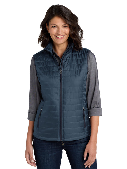 Women's Packable Puffy Vest - L851 - Regatta Blue/ River Blue Navy