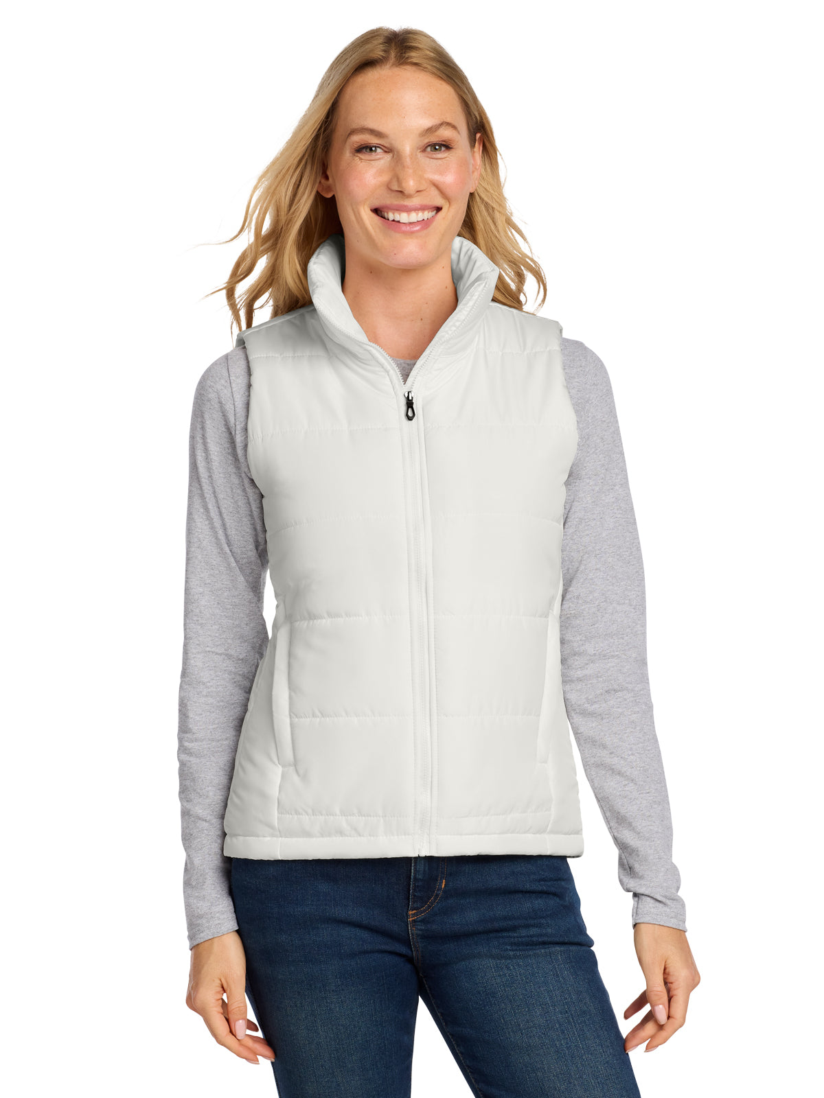Women's Two-Pocket Puffer Vest - L853 - Marshmallow
