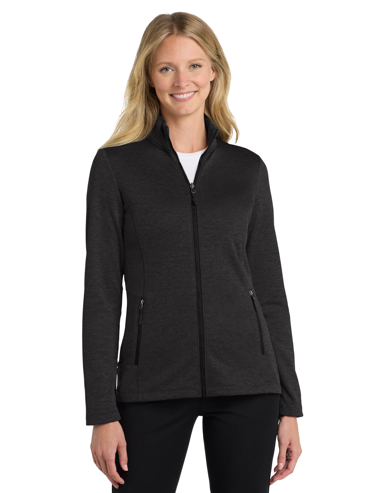 Women's 2-Pocket Fleece Jacket - L905 - Deep Black Heather