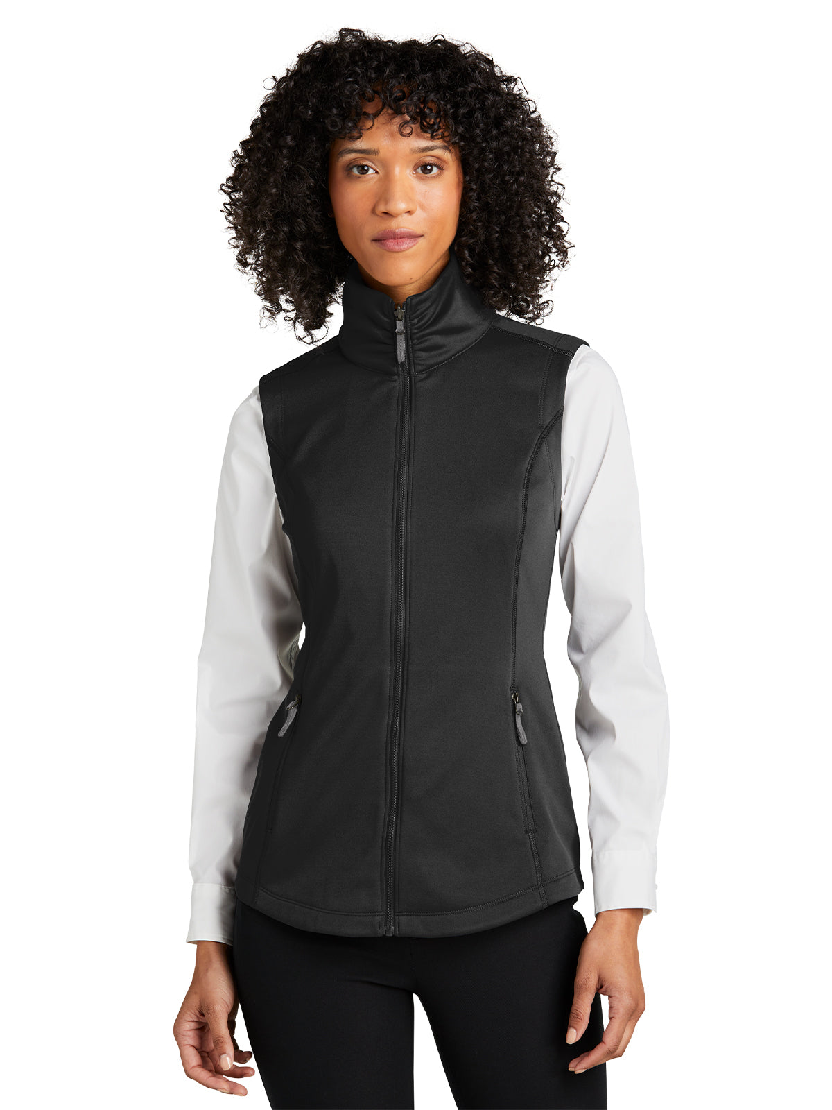 Women's Smooth Fleece Vest - L906 - Deep Black