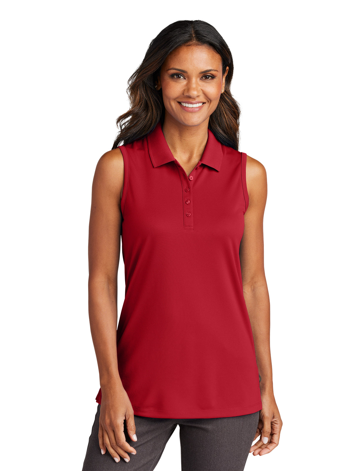 Women's Dry Zone UV Micro-Mesh Sleeveless Polo - LK110SV - Rich Red