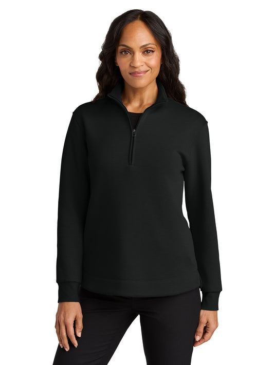 Women's Pocketless Double Pique 1/4-Zip Pullover - LK210 - Deep Black