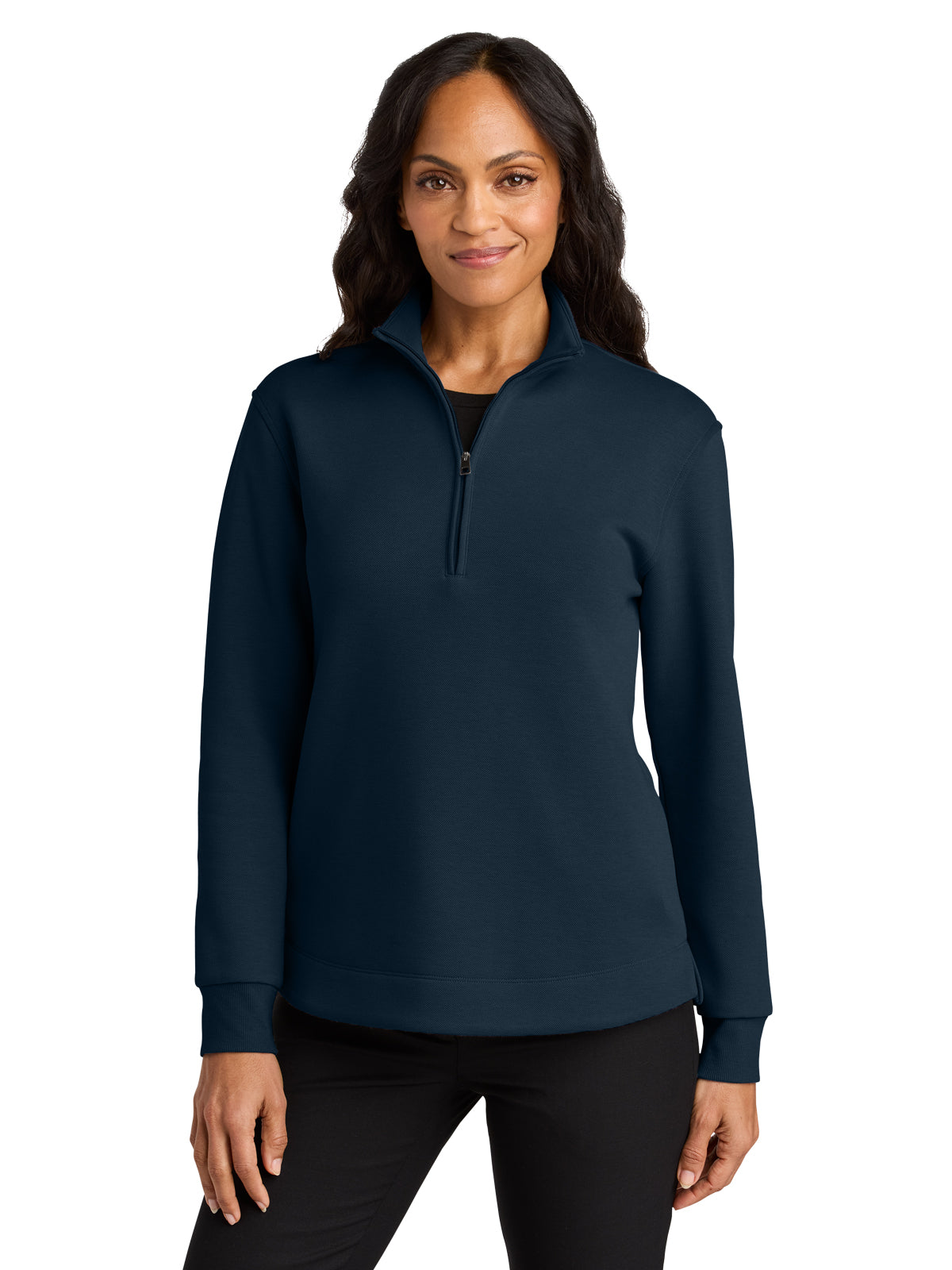 Women's Pocketless Double Pique 1/4-Zip Pullover - LK210 - River Blue Navy