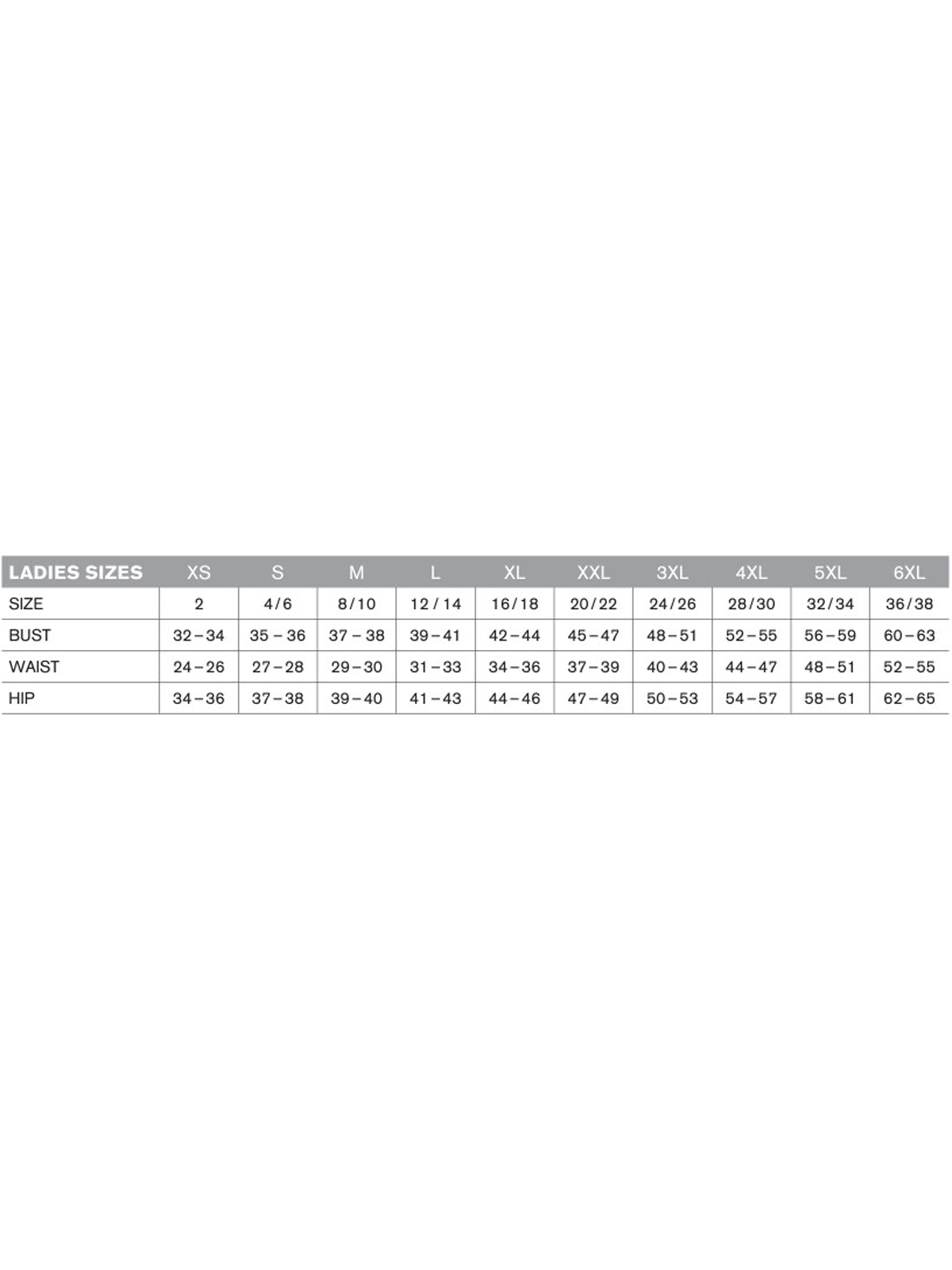 SIZECHART