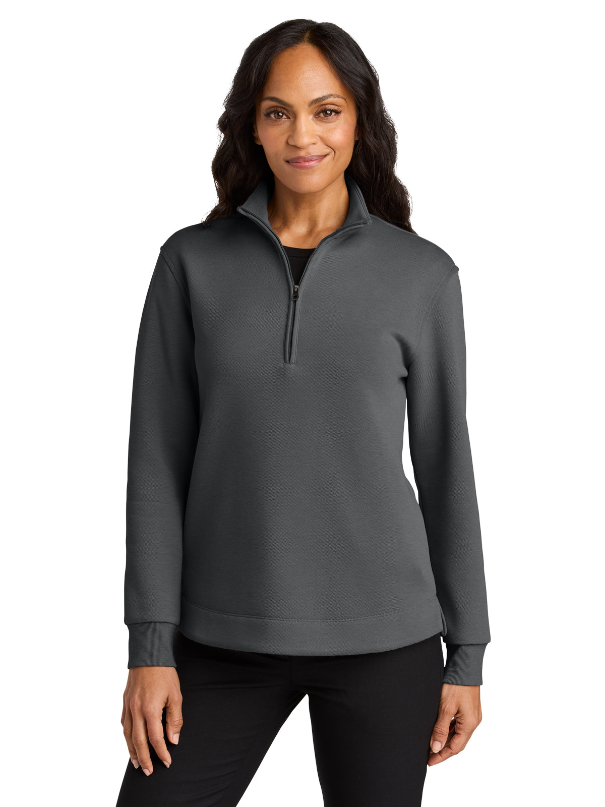Women's Pocketless Double Pique 1/4-Zip Pullover - LK210 - Storm Grey